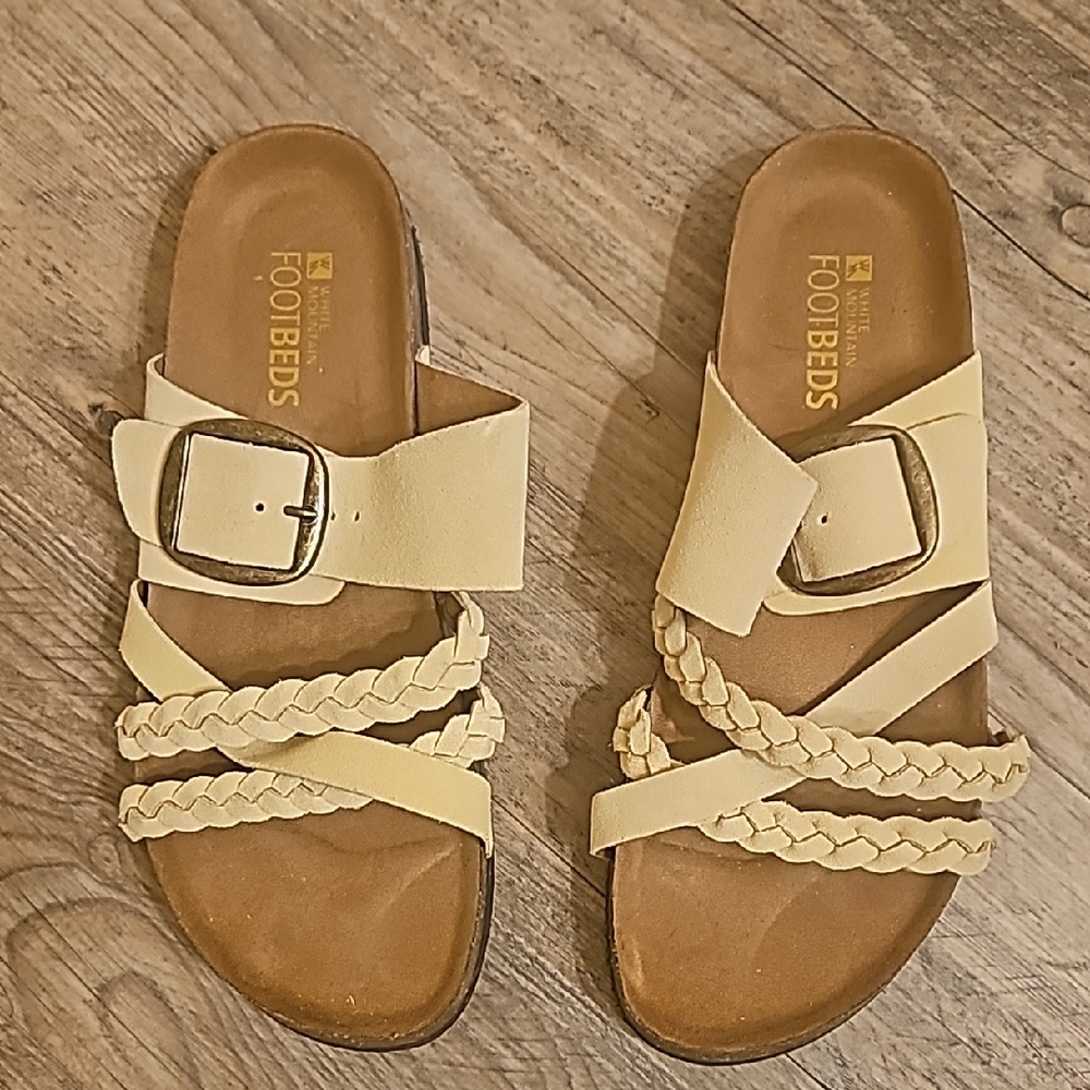 White Mountain Cream Braided Sandals